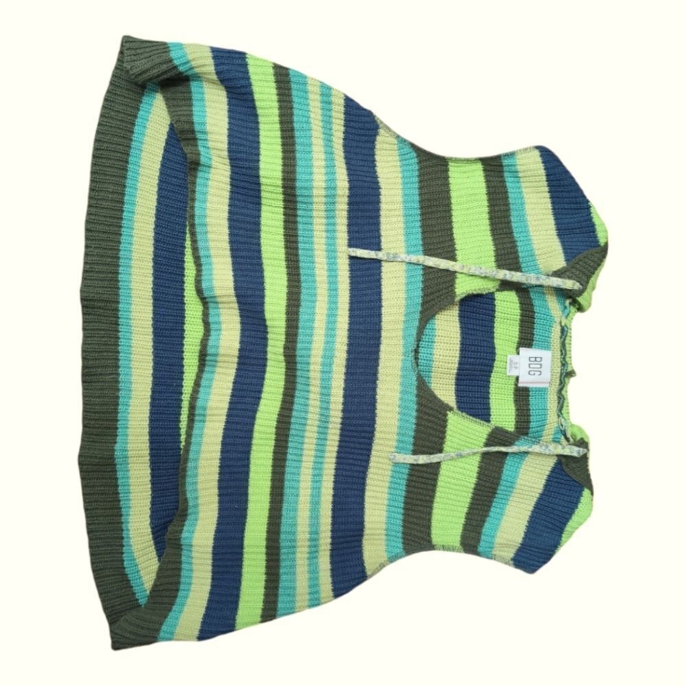 BDG Hooded Sweater Vest Size s Multi Color Stripe Knit - Picture 8 of 12